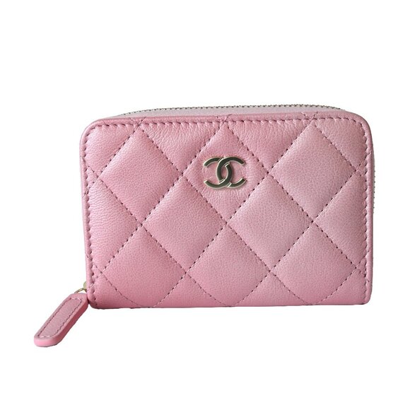 Chanel Iridescent Caviar Quilted Zip Coin Purse Wallet Pink - Picture 1 of 3